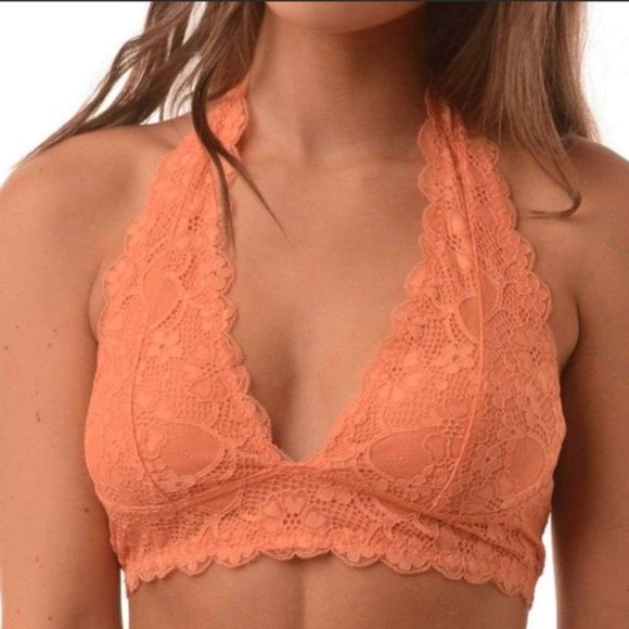 Free People Galloon Lace Halter Bra Lite Orange XS - Picture 8 of 10